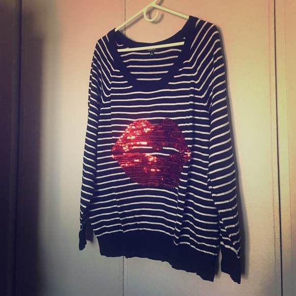 Torrid Sequins Lip Stripped Sweater