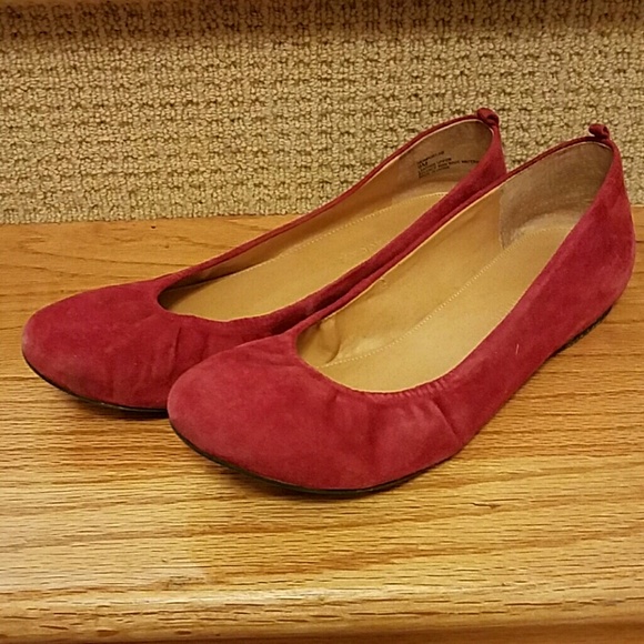 Red Suede Newport Ballet Flats - Audrey Brooke