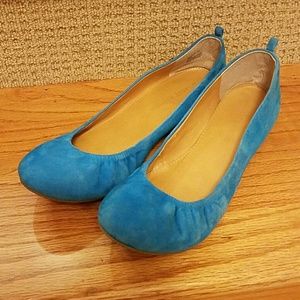 Blue Suede Ballet Flats - Audrey Brooke