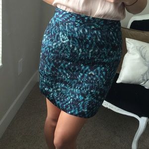 Teal Print Pencil Skirt