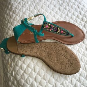 New turquoise beaded/embroidered sandals.