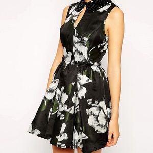 Asos Skater Dress With Embellished Collar