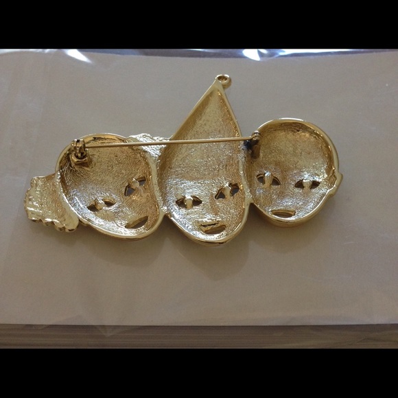 Laugh Clown Laugh 😢 Sad Trio Vtg Brooch - Picture 2 of 4