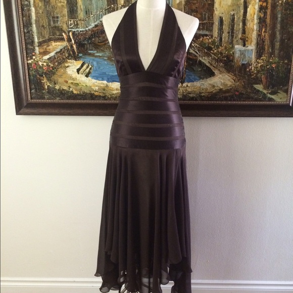 BCBGMAXAZRIA Silk Halter Gown