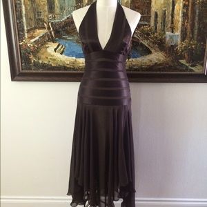 BCBGMAXAZRIA Silk Halter Gown