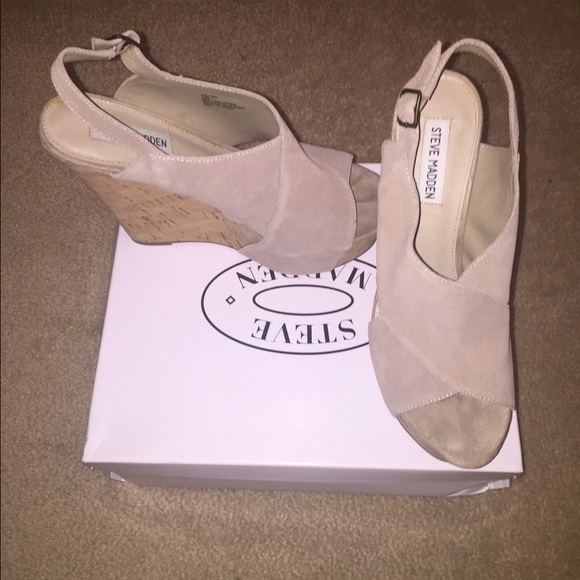 Tan wedge heels