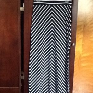 Limited navy and white striped maxi skirt
