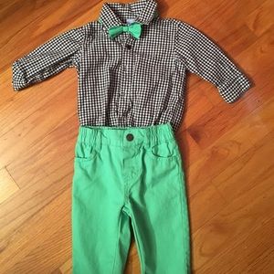 Shirt, pants, and bow tie. 3-6 months.