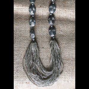 Silver beaded necklace