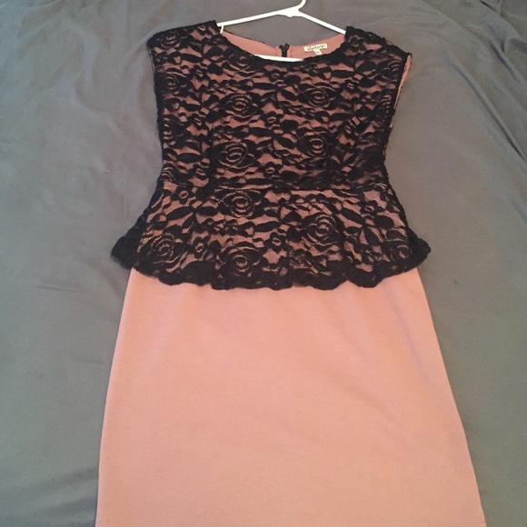 Black and salmon cocktail dress