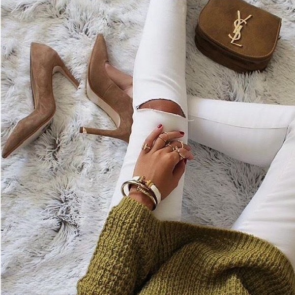 Zara Shoes - ZARA 100% LEATHER HIGH HEELS WITH GOLD DETAIL