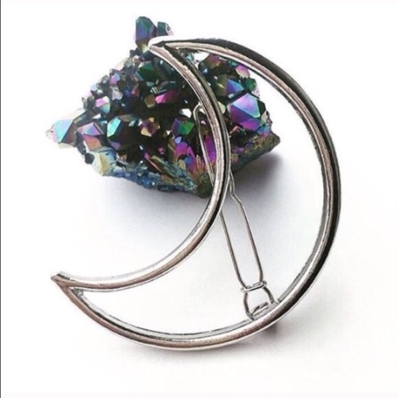 Silver or Gold Crescent Moon Hair Clip Barrette - Picture 3 of 4