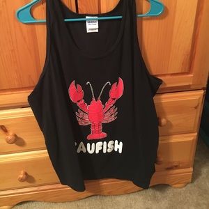 Alpha Sigma Tau "Taufish" black tank top