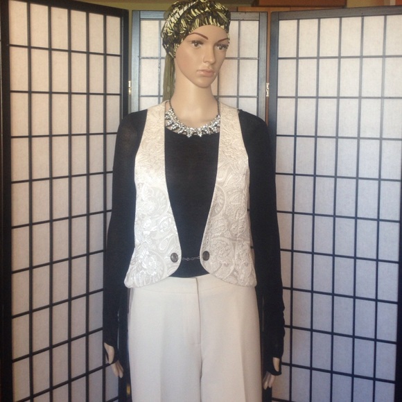 Women's Off White Pants with Satin Strip