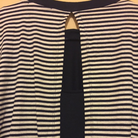 Navy and White Striped Dress with Navy Bottom - Picture 3 of 4