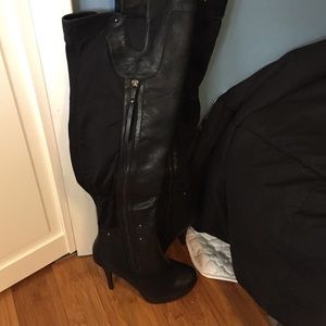Tall black baker's boots