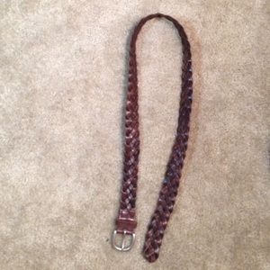 Brown faux leather braided belt
