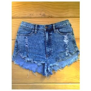 Acid Washed High-Waist Jean Shorts