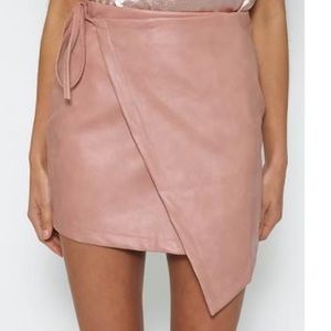 Pink leather wrap skirt PepperMayo