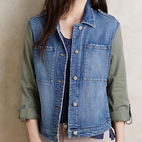 Anthropologie Pilcro denim military jacket Med NWT - Picture 2 of 6