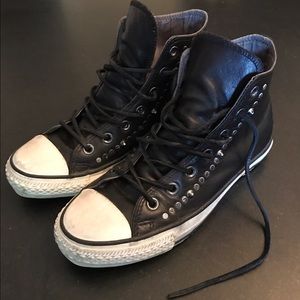 John Varvatos black leather Converse