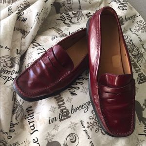 Tods red patent leather driving shoe.