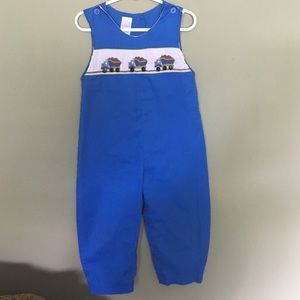 Smocked dump truck longalls