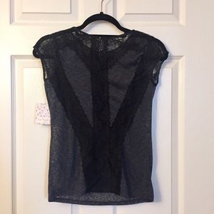NWT Free People Sheer Lace Detail Back Top