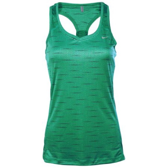 Nike Tops - Nike printed miler tank - green