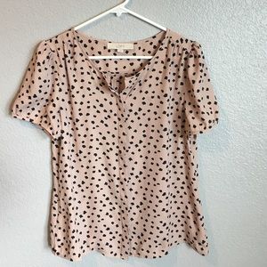 LOFT Tan and Black Button Up Blouse