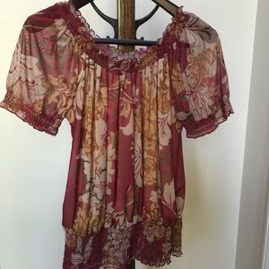 Maroon & brown XL blouse LIKE NEW