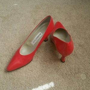 Liz Claiborne Red Leather Heels Size 7