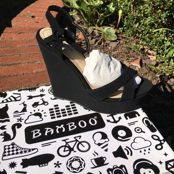 Black suede wedges