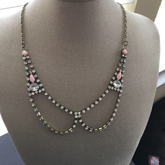 Francesca's pink statement necklace, gold chain