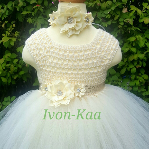 Crochet toddler tutu dress, wedding dress