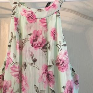 Mint dress with pink floral pattern
