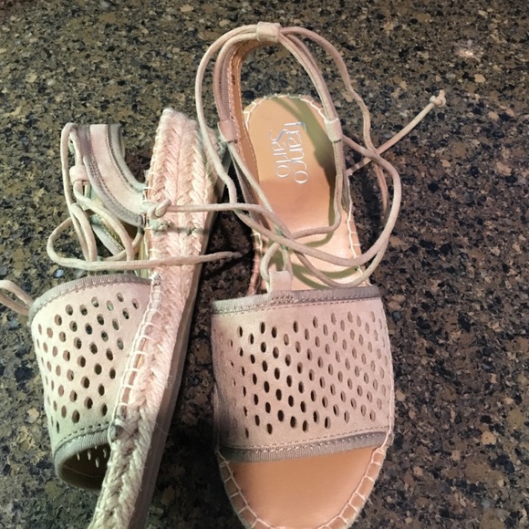 Suede upper ankle wrap wedges - Picture 3 of 4