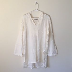 Long white tunic/swim cover-up with hood