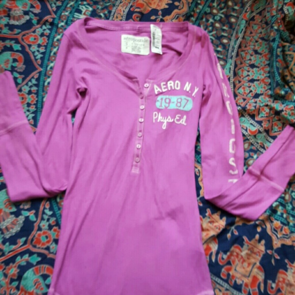 Long sleeve  button down purple Tee