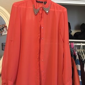 Long Sleeve button down orange top