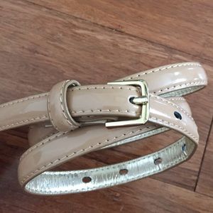 Nude Patent Leather Skinny Belt
