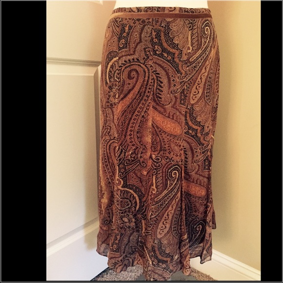 NWT size 12 Anne Klein brown paisley skit