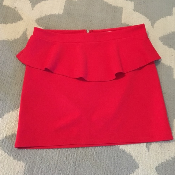 Red Peplum Mini Skirt