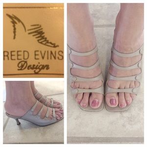 Vintage Reed Evins Gray Kitten Heel Slip Ons