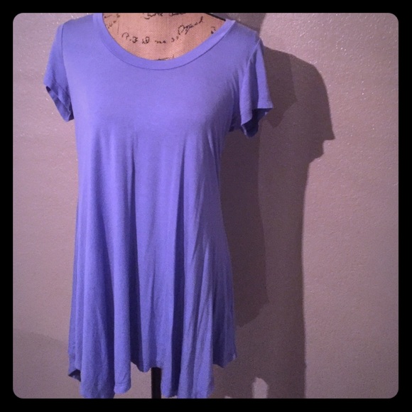 Lilac soft long shirt with short sleeves