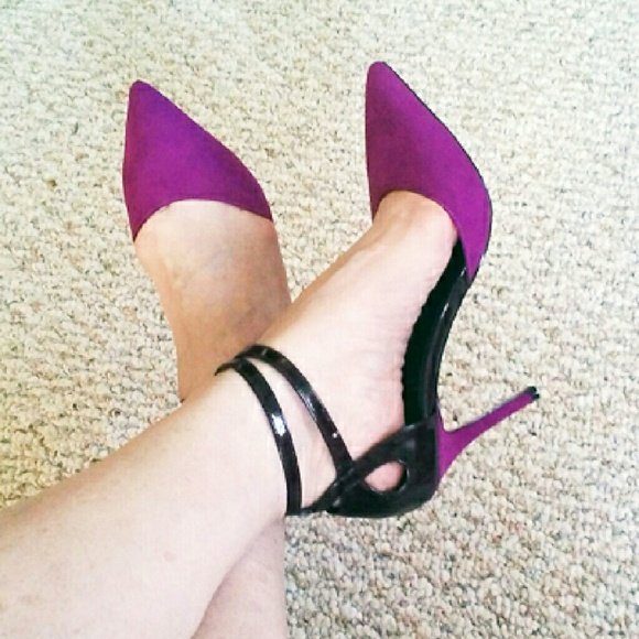 Shoe Dazzle Shoes - Plum & Magenta Ankle Strap Heels