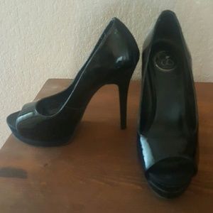 Black peep toe heels
