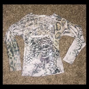 Cache long sleeve print shirt