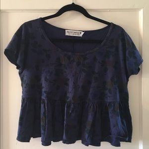 Blue-violet, floral crop top