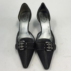 Prada d'Orsay Black Leather Heels SZ 38 euro